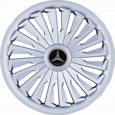 Jestic Car Hubcap Set Joy with Mercedes Benz Emblem 14" 4pcs Silver