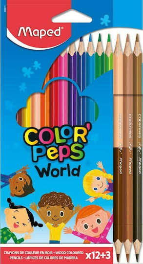 Maped Color'Peps World Ξυλομπογιές Σετ 15 χρώματα