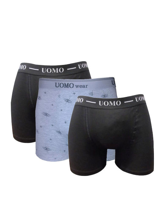 Uomo 1012 Herren Boxershorts Mehrfarbig mit Mustern 3Packung