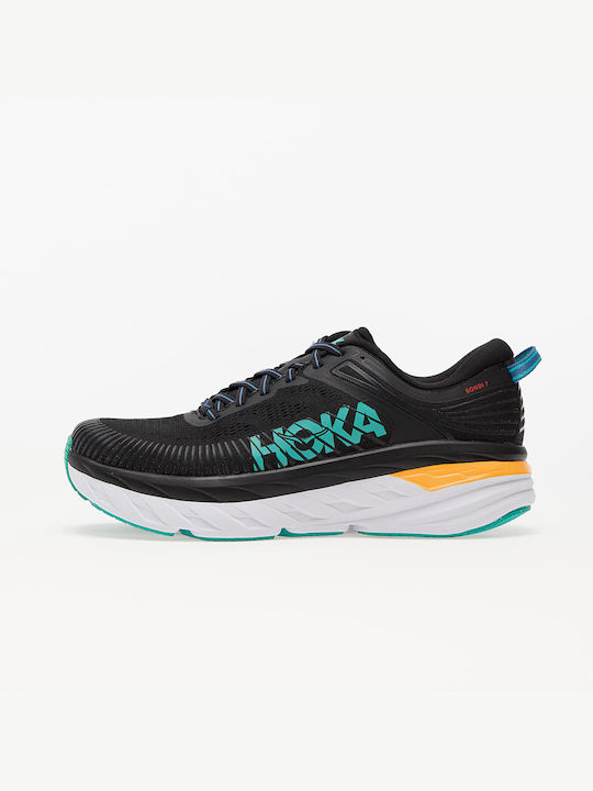Hoka Glide Bondi 7 Ανδρικά Αθλητικά Παπούτσια Running Μαύρα