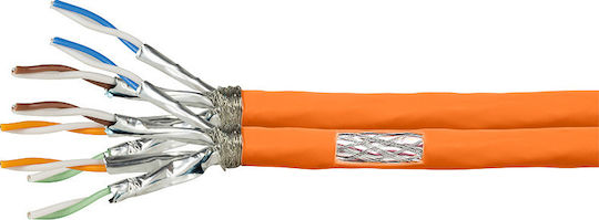 LogiLink S/FTP Cat.7 (10Gbps) Καλώδιο Δικτύου Ethernet χωρίς ακροδέκτες 100m Πορτοκαλί