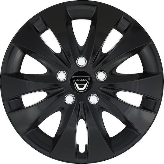 Jestic Car Hubcap Set Storm X with Dacia Emblem 15" 4pcs Black