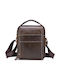 Bull Captain Leather Shoulder / Crossbody Bag DJB-888 with Zipper & Internal Compartments Brown 18x6x22cm
