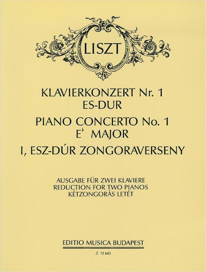 Editio Musica Budapest Liszt - Piano Concerto Nr.1 Eb Major, Reduction for Two Pianos