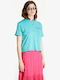 Tommy Hilfiger Women's Crop T-shirt Floral Turquoise