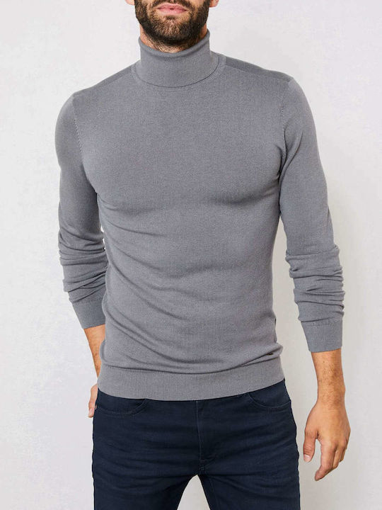 Petrol Industries Men's Long Sleeve Sweater Turtleneck Gray