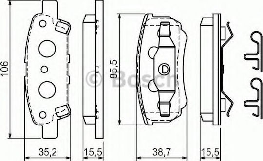 Bosch Brake Pad Set Back 2 Pieces for Citroen C-Crosser / C4 Aircross Mitsubishi Lancer / Outlander
