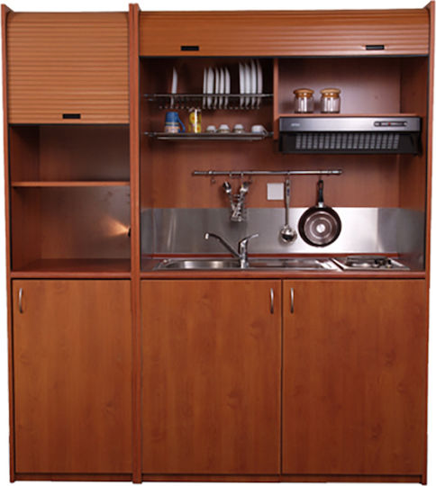 Silver KΣ180 KΣ180-KARIDIA Kitchenette with Right Sink Bowl 180x65x209cm Nut
