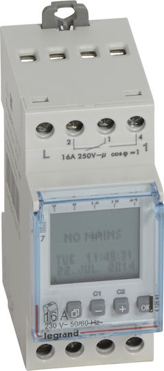 Legrand Digital Weekly Programmer Ψηφιακός Χρονοδιακόπτης Ράγας Εβδομαδιαίος με Εφεδρεία 6 Έτη