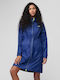 4F Women's Long Parka Jacket Waterproof for Winter with Hood Blue