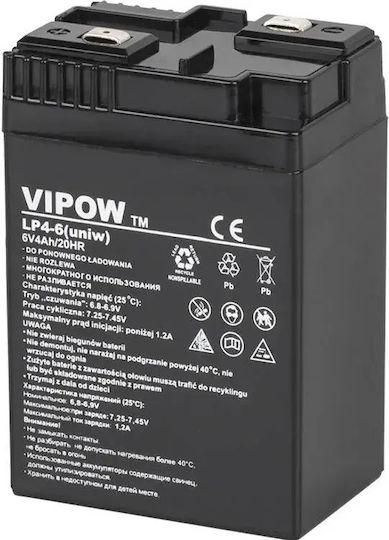 Vipow LP4-6 Батерия UPS с Капацитет 4Ах и Напрежение 6V 1бр