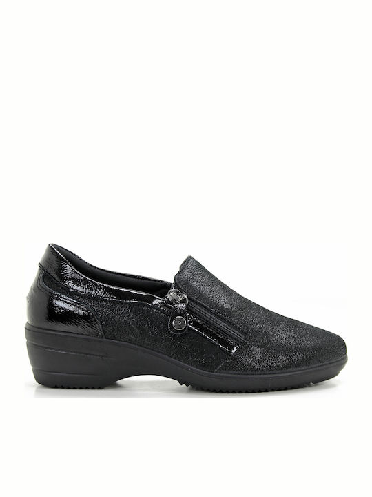 Δερμάτινα Γυναικεία Loafers σε Μαύρο Χρώμα