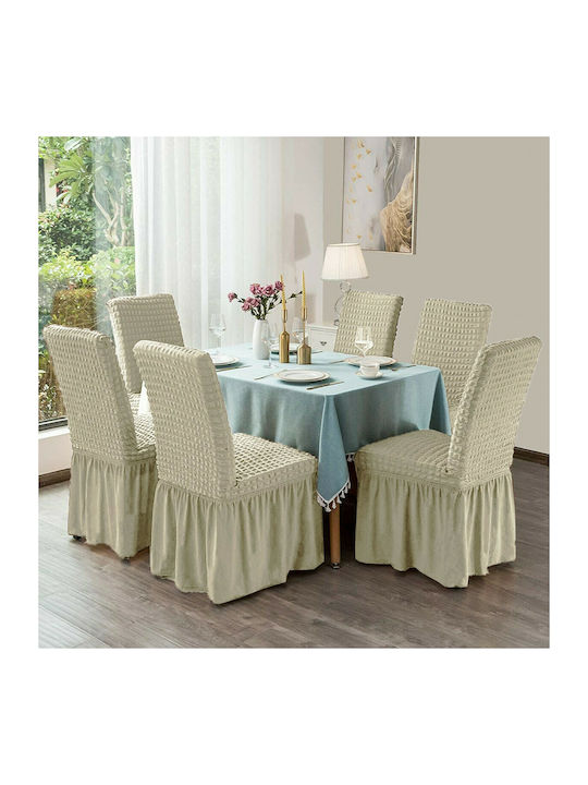 Homeone Chair Elastic Cover Εκρού 6pcs