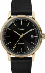 Timex Marlin Automatic Watch with Leather Strap Black