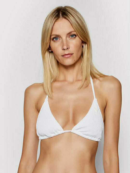 Guess Padded Triangle Bikini Top White Floral