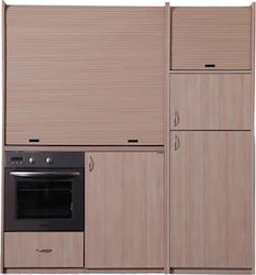 Silver ΚΣ190 Πολυκουζινάκι με Δεξιά Γούρνα 190x65x204cm Κερασί με Μεγάλο Ψυγείο & Φούρνο