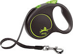 Flexi Foldable Dog Leash/Lead Strap Black Design S Tape Green in Black color 5m