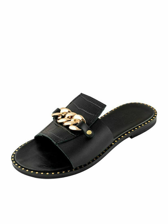 KOUROS-SANDALE DIN PIELE-21-21-CROCODIL NEGRU