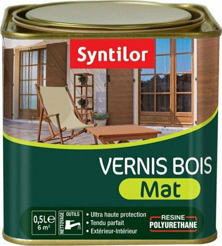 Syntilor Vernis Bois Βερνίκι Επιφάνειας Πολυουρεθάνης Νερού Άχρωμο Ματ 500ml