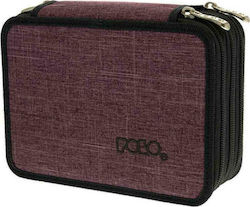 Polo Solido Pencil Case with 3 Compartments Purple