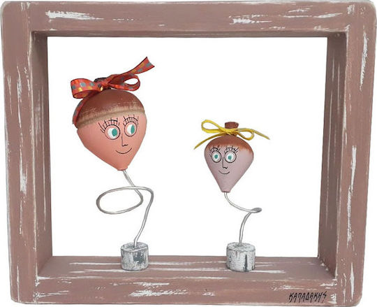 Kapadakis Wood Art Wanddekoration Gesichter Handgefertigt Rosa aus Hölzernes 24x5x20cm