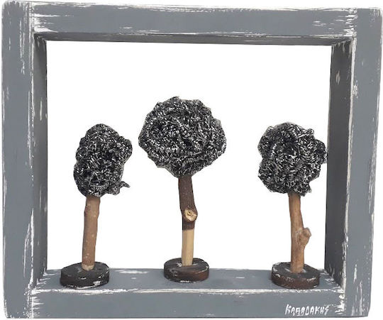 Kapadakis Wood Art Wanddekoration Bäume Handgefertigt Silber aus Hölzernes 20x5x24cm