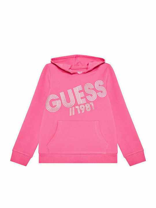 Guess Kids Sweatshirt with Hood and Pocket Fuchsia