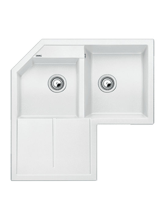Blanco Metra 9 E 515568 Drop-In Spüle Ecke Links aus Verbundgranulat B83xT83cm White