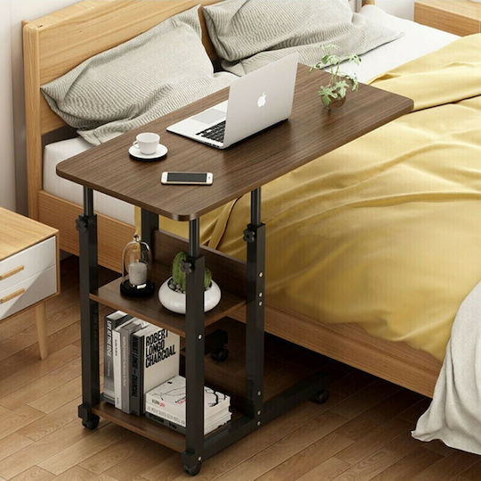 Side Table Babs with Wheels L60xW40xH71cm. Walnut - Black