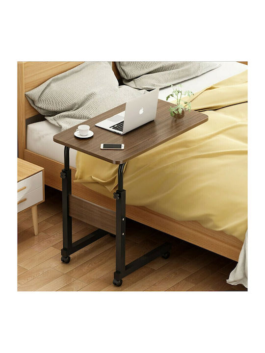 Masă Laterală Rectangulară Talf Din Lemn Cu Roți Negru - Nuc L60xL40xÎ88cm