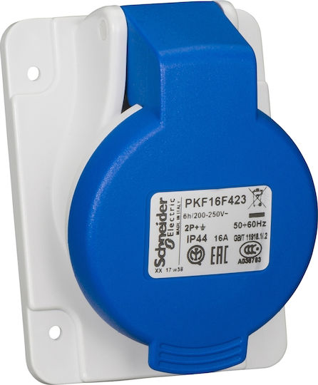 Schneider Electric PratiKa Θηλυκή Πρίζα Βιομηχανικού Τύπου Ρευματοδότης Πίνακα 16A 3P 200-250V IP44 50-60Hz PKF16F423
