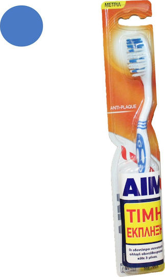 AIM Anti-Plaque Manual Toothbrush Medium Blue 1pcs