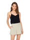 Nova Women's Summer Blouse with Straps & V Neckline Black