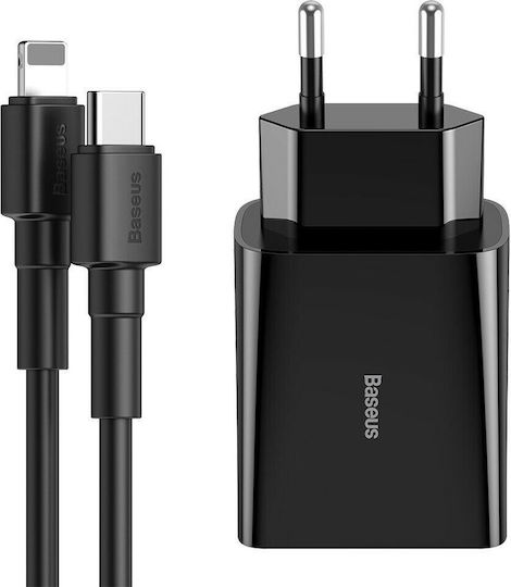Baseus с USB-C порт и кабел USB-C - Lightning 18W Power Delivery Черен (TZCCFS-F01)