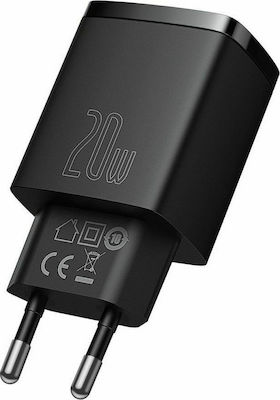 Baseus Φορτιστής Χωρίς Καλώδιο με Θύρα USB-A και Θύρα USB-C 20W Power Delivery / Quick Charge 3.0 Μαύρος (CCXJ-B01)