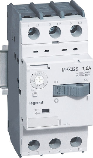 Legrand MPX32S Industrial Thermomagnetic Αυτόματος Θερμομαγνητικός Διακόπτη Κινητήρα 1.6A 417305