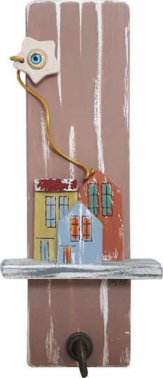 Kapadakis Wood Art Σπίτια Με Κεραμικό Αστέρι Ξύλινη Μονή 7x4x25cm