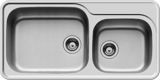 Pyramis Space Plus 2B 108722901 Drop-In Sink Left Inox Matte W96xD48cm Silver