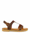 Pyramis Pyramis Leather Women's Flat Sandals in Brown Color