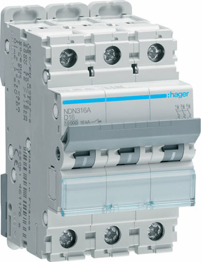 Hager Automatischer Schutzschalter 16A Dreipolig AC NDN316A