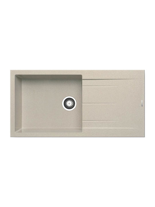 Pyramis Alazia Plus 1B 1D 079814011 Drop-In Chiuvetă din Granit Sintetic L100xW50cm Bej