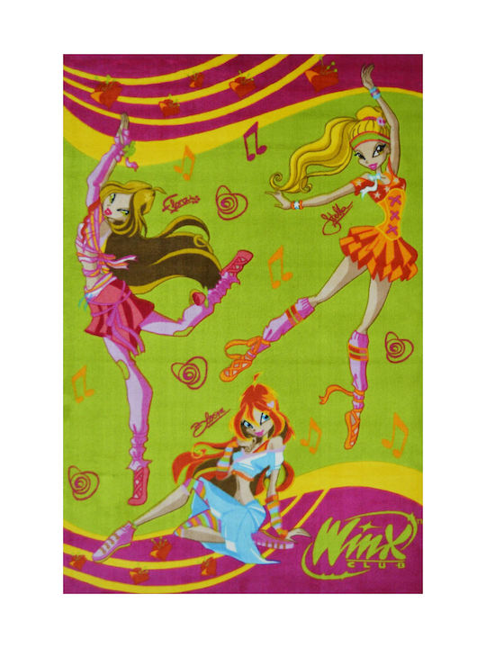 Sprintzio Kids Synthetic Rug Winx Printed 7302 160x230cm 9mm Green-Fuchsia