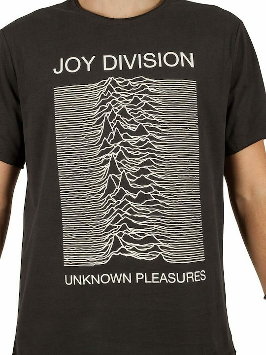 Amplified Joy Division Unknown Pleasures T-shirt Γκρι Βαμβακερό Ανθρακί