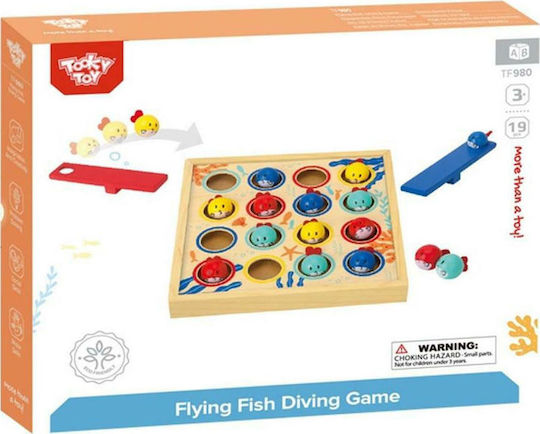 Tooky Toys Wooden Fishing Game Wooden Board Game Flying Fish for 3+ Years Old