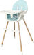 Kikka Boo Nutri Wood Highchair 3 in 1 & Plastic Seat Blue