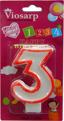 Viosarp Birthday Candle Number "3" in Red Color VC091-3