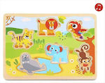 Wooden Kids Peg Puzzle Ζώα for 1+ Years 6pcs Tooky Toys