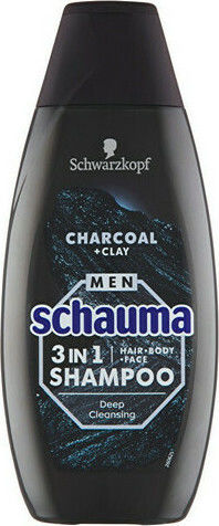 Schwarzkopf Charcoal and Clay Bubble Bath Gel for Men with AHA and Powder Scent 400ml
