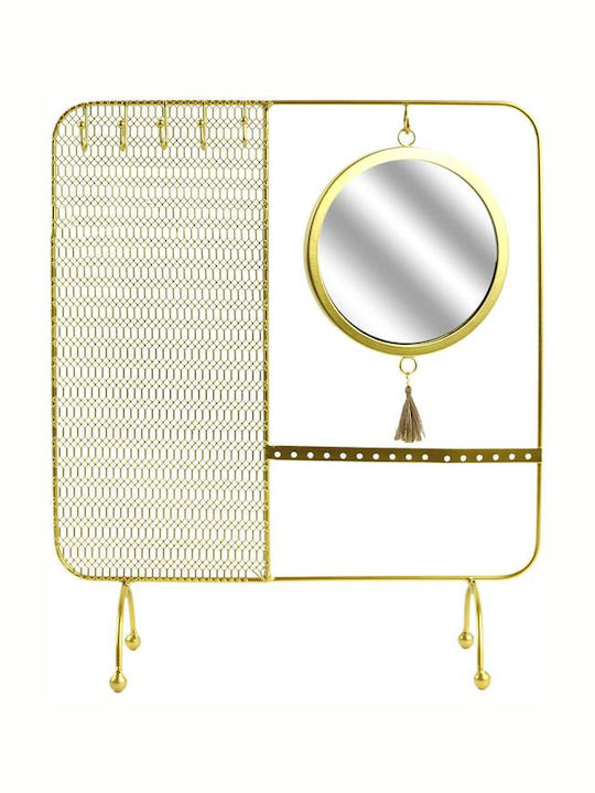 The Home Deco Factory HD5074 Σταντ Κοσμημάτων Μεταλλικό με Καθρέφτη Χρυσό 30x30x35.5cm