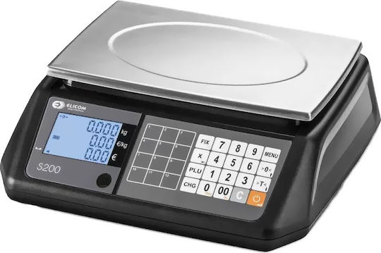 Elicom S200B Black Electronic Balanță de Vânzare cu Amănuntul cu Capacitate de Cântărire 30kg și Subdiviziune 10gr
